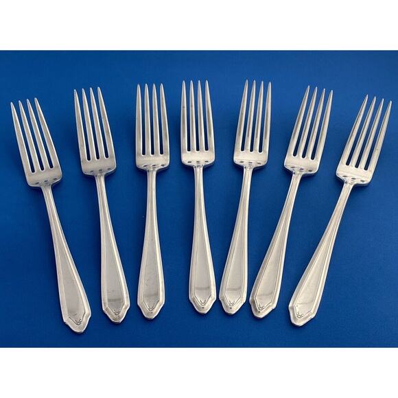 National Silver Company AA 7 1/2” Dinner Forks Flatware Set of 7 Vintage - Picture 2 of 15